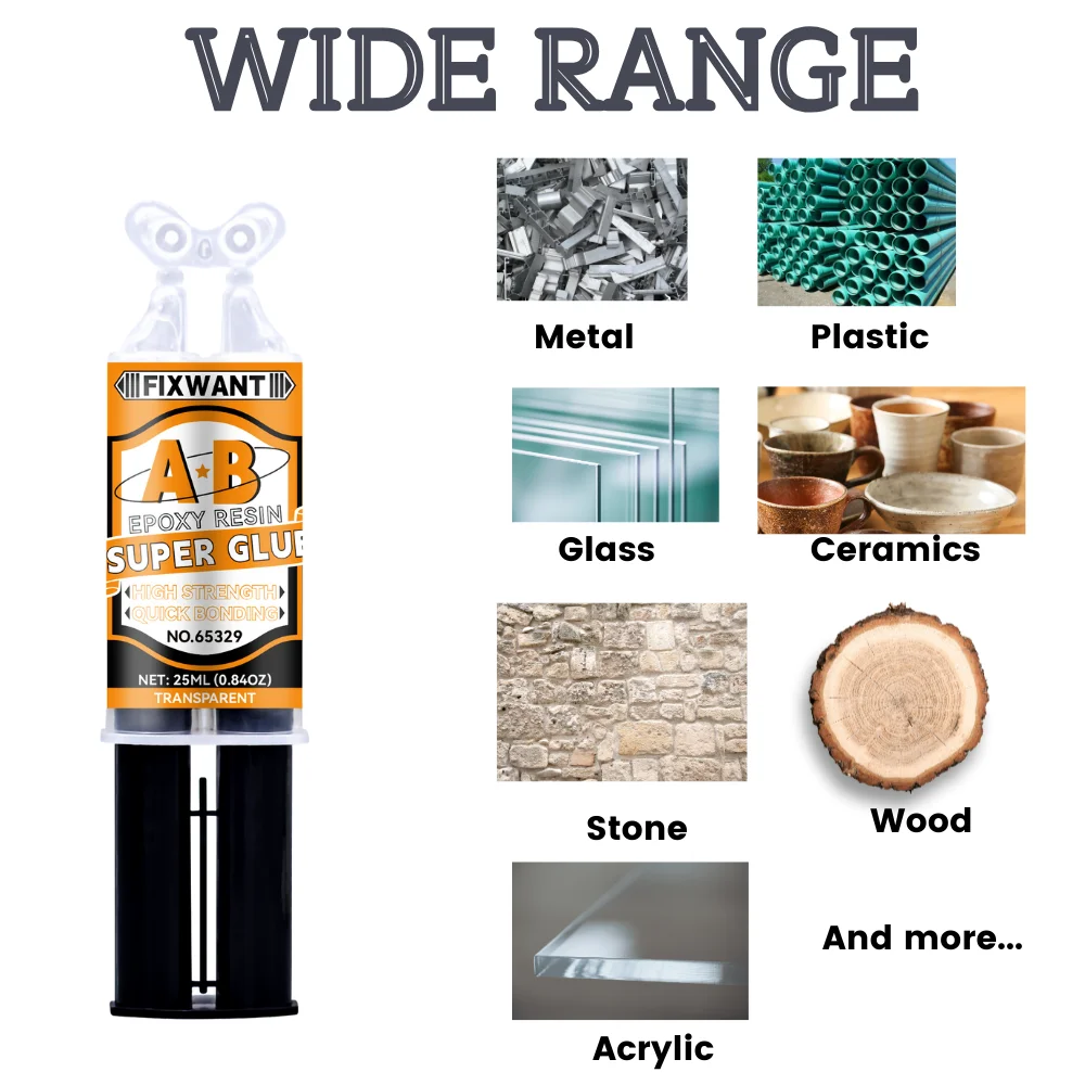 Epoxy Resin AB Glue Transparent High Strength Waterproof Multi-Purpose Heat Resistant Metal Ceramic Glass Adhesive 6/25ML