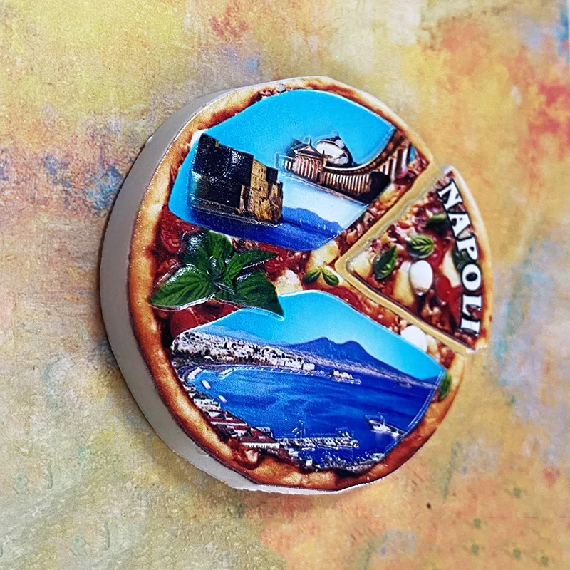 Naples, Italy, Pizza, 3D stereo, architectural artifacts, Fridge magnets, souvenirs, decorative supplies, Collection