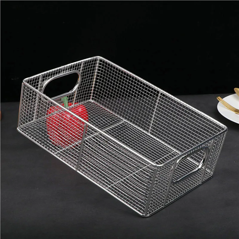 Imagem -03 - Cozinha Pia Dreno Cesta Produto Comestível Rack de Escorredor de Frutas e Vegetais Cesta de Fritura com Alça Aço Inoxidável 304