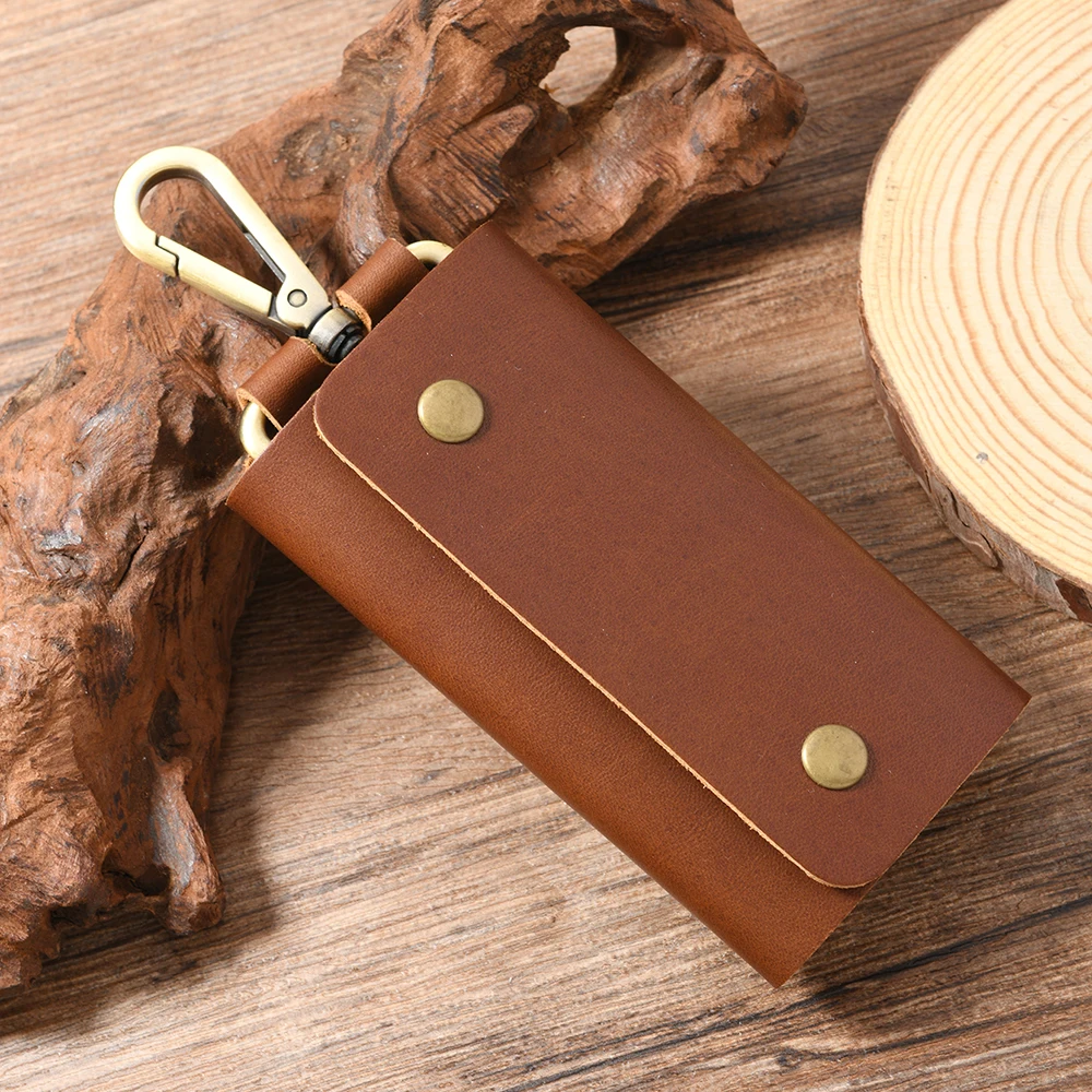 حامل مفاتيح جلدي منظم مفاتيح محفظة تخزين مفاتيح من الجلد الطبيعي للمنزل والمكتب والمدرسة