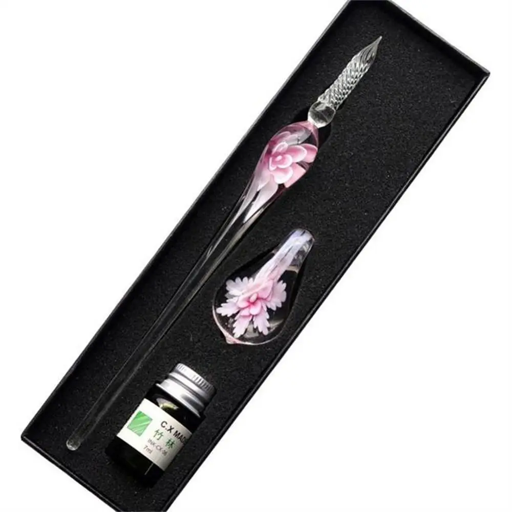

DIY Craft Vintage Floral Dip Pen Signature Smooth Glass Fountain Pen Filling Ink Calligraphy Dipping Ink Pen Stationery