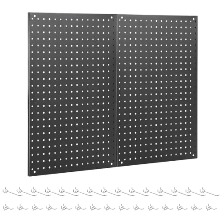 Pegboard "×16" Metal Peg Board Panels Black Modular Wall Organizer Kit with 0 Hooks Dual-Size Hole Design for Home Tool Storage
