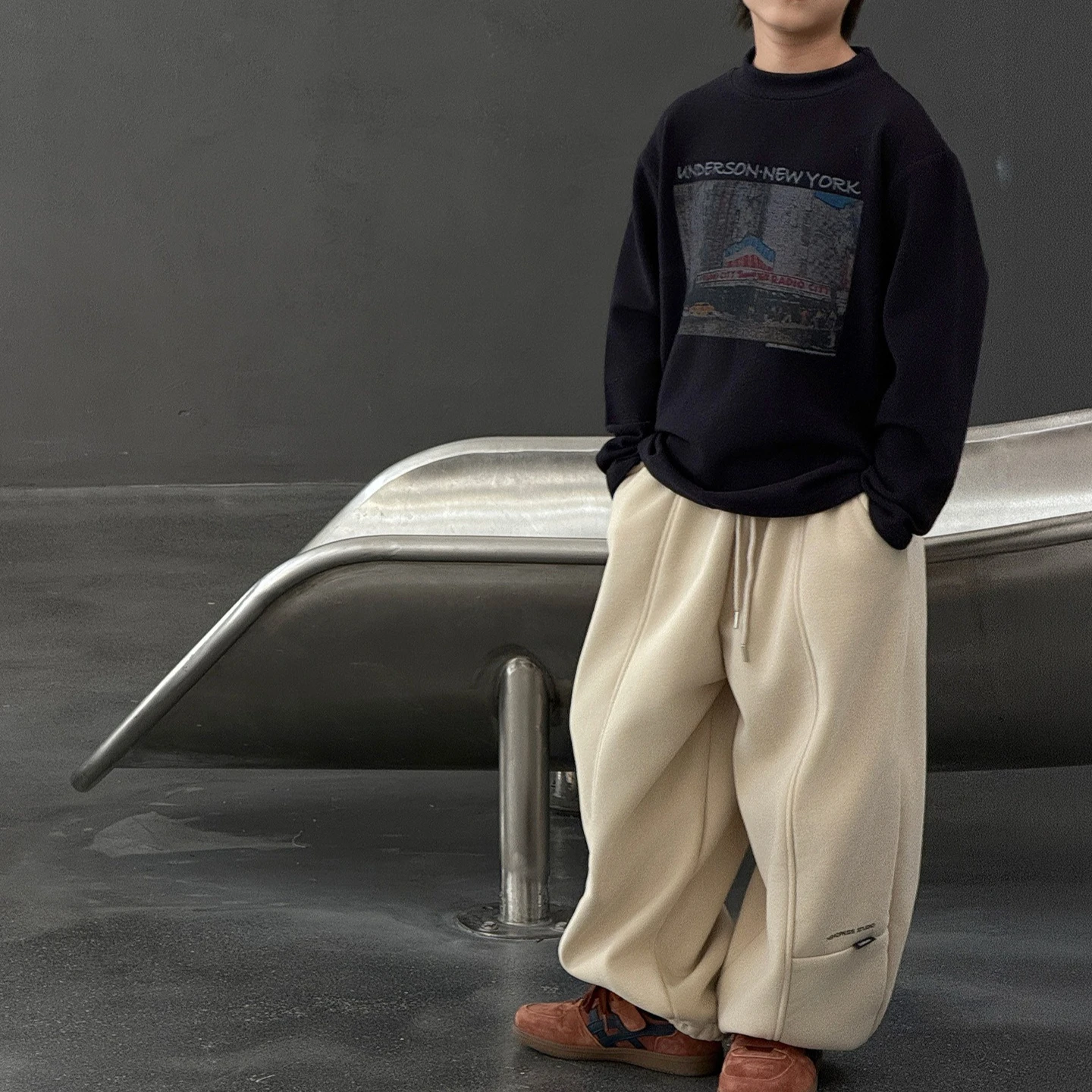 Boys Pants 2026 Autumn and Winter New Children's Clothes Korean Style Boys and Girls Casual Velvet Printed Knit Pants