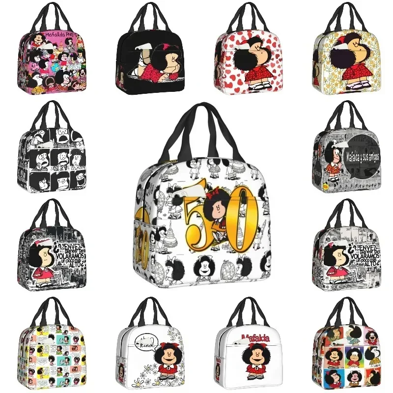 

Love Mafalda Kawaii термоизолированные сумки для обеда женские мультяшные портативные сумки для обеда для школы многофункциональная коробка для еды