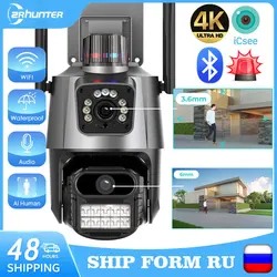 8MP 4K IP Camera Dual Lens & Screen 4MP Color Night Vision Auto Tracking PTZ Wifi Camera Waterproof CCTV Security Camera ICSEE