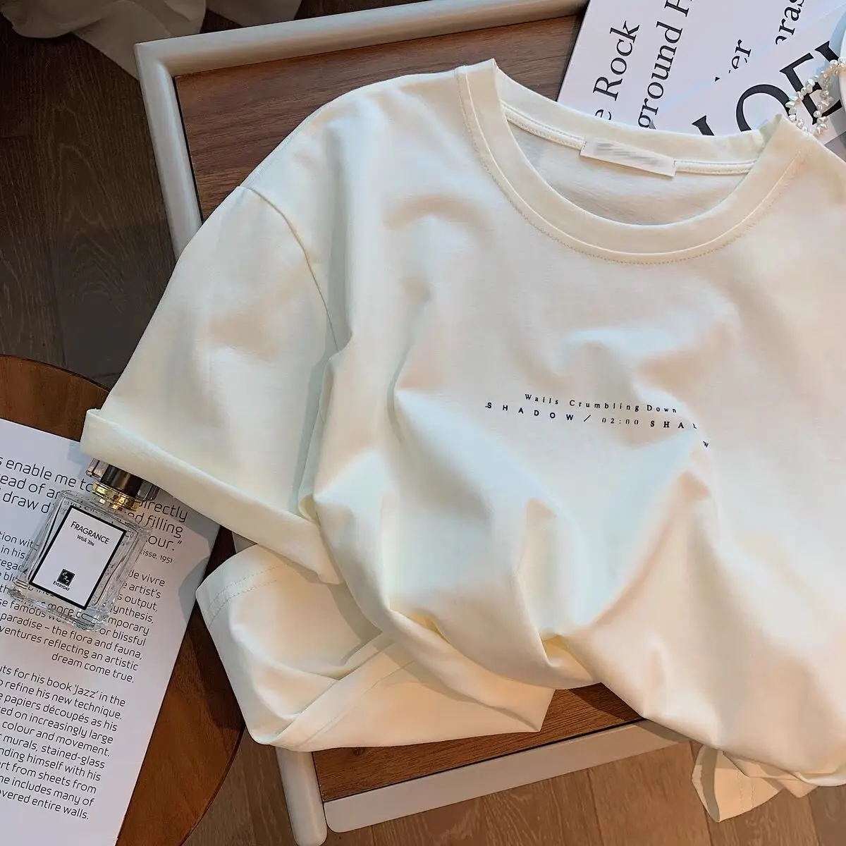 Letter Short Sleeve T-shirts Women All-match Casual Tops Thin Summer Clothing Minimalism Basic Cozy Stylish Fashion New Style