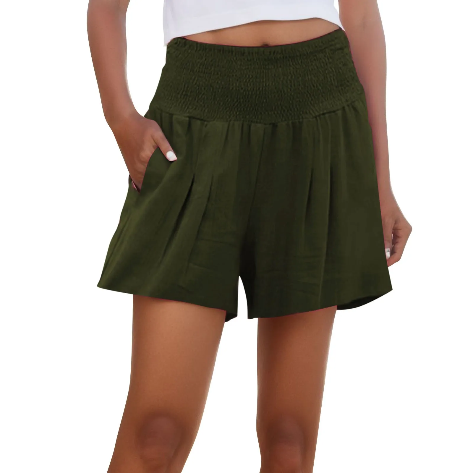 Shorts femininos casuais de cintura alta, mini calça curta quente, streetwear confortável solto, sol e praia, primavera e verão