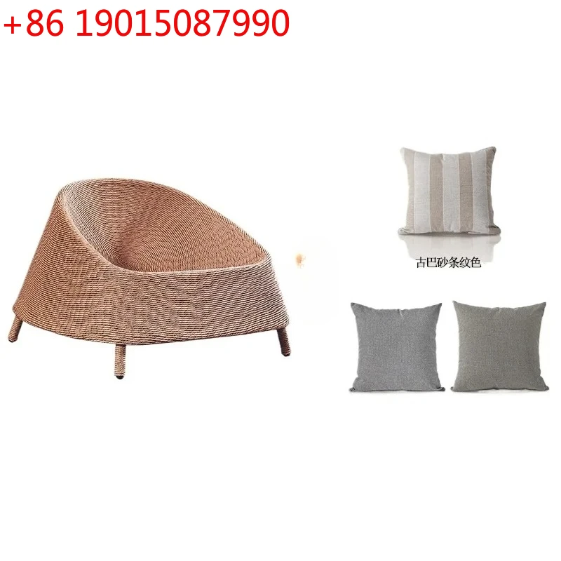 

Yjq Balcony Leisure Chair Single Sofa Living Room Art Rattan Bed & Breakfast Rattan Sofa Tea Table Combination