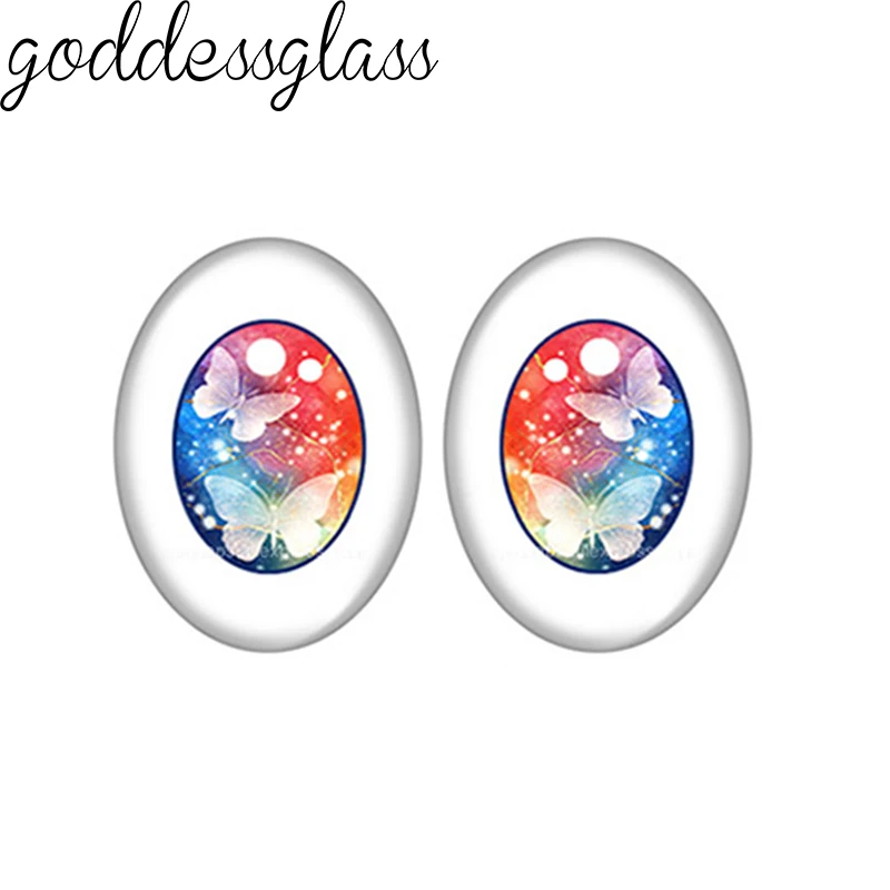 5pair Cartoon Doll glass Eye Buttrefly beauty pupils 10x14mm/13x18mm Oval photo glass cabochon demo flat back Making findings