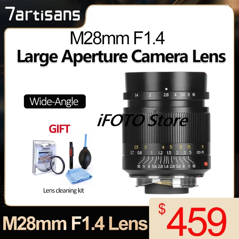 

7artisans M28mm F1.4 Wide-Angle Lens Large Aperture for Leica Leica M-port M240 M3 M5 M6 M7 M8 M9 M9P M10