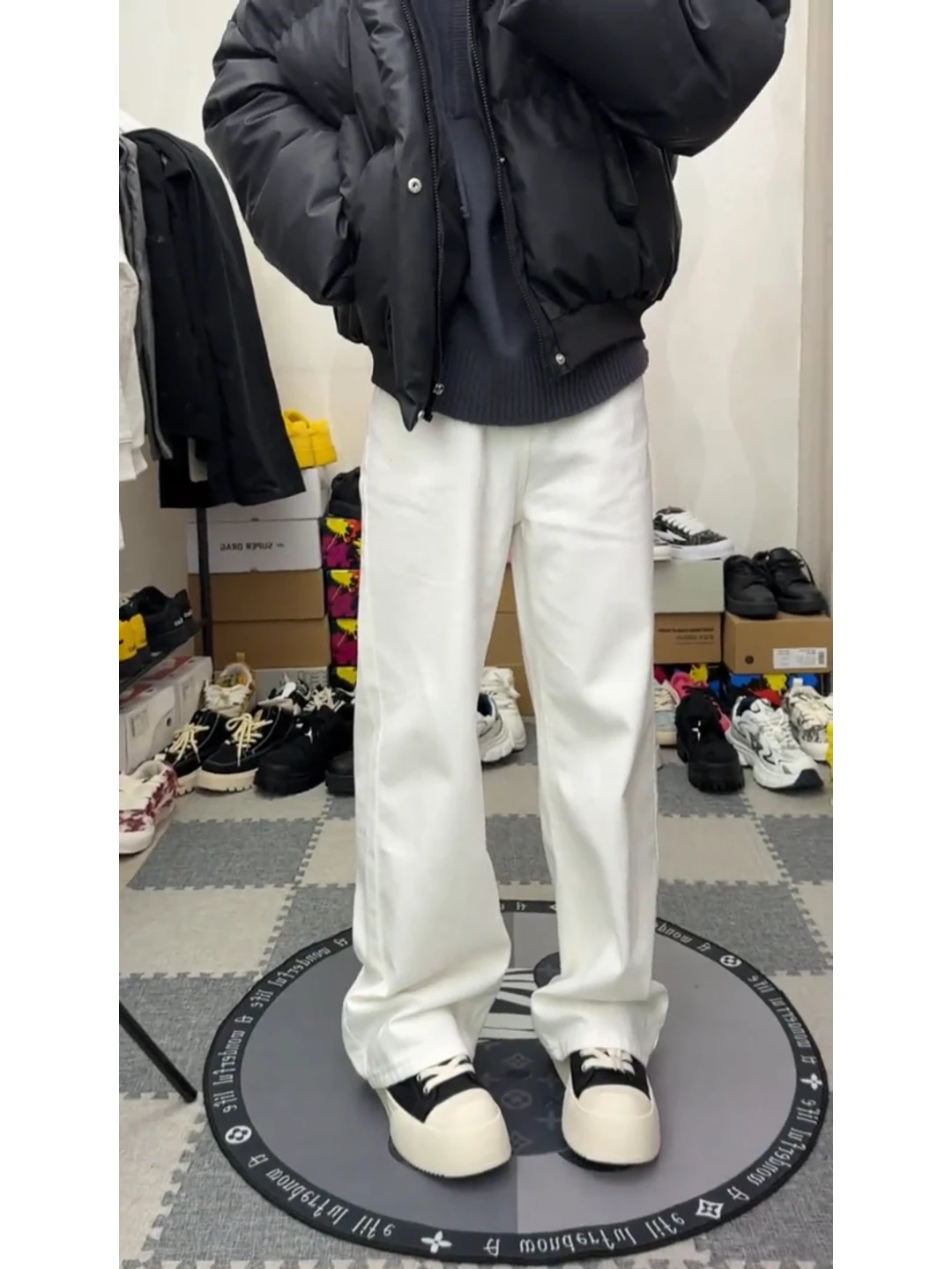 

Cleanfit White Elastic Waed Denim Jeans Men's Slim Fit Straight Leg Pants American Sle Spring Autumn High Street Vibe