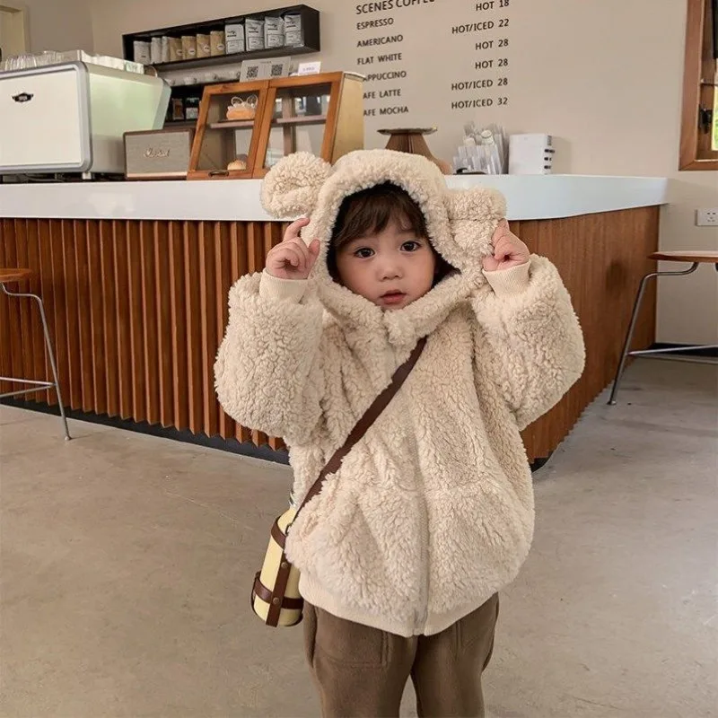 

Winter Kids Teddy Bear Faux Fur Parka Jacket Children Clothing Girls Boys Jacket Clothes Coat Snowsuit Outerwear Overcoat