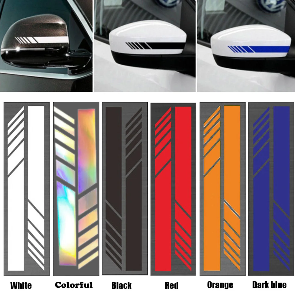 2pcs Car Rearview Mirror Reflective Strip Styling Auto SUV Vinyl Car Sticker Left Right Side Decal DIY Car Body Decals 15*3cm