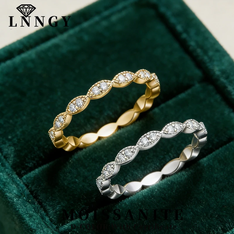 

Lnngy Round 1.5mm Full Moissanite Stacking Eternity Ring for Women 14K Gold Filled Wedding Band Sparkling Fine Jewelry Gift