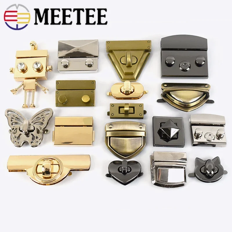 2Pcs Meetee Bag Twist Turn Lock Snap Metal Locks Buckle Handbag Decor Closure Clasp DIY Bags Replacement Hardware Accessories