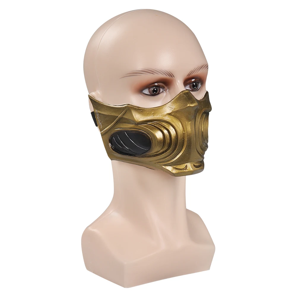 Scorpion Cosplay maska Facepiece gra Mortal Cos Kombat przebranie rekwizyty kostiumowe dorosłych mężczyzn Cosplay Roleplay stroje akcesoria