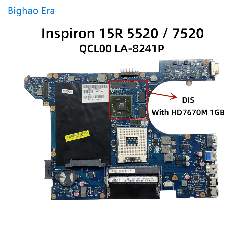 QCL00 LA-8241P DELL Inspiron 15R 5520 7520 노트북 마더보드(HM77 
