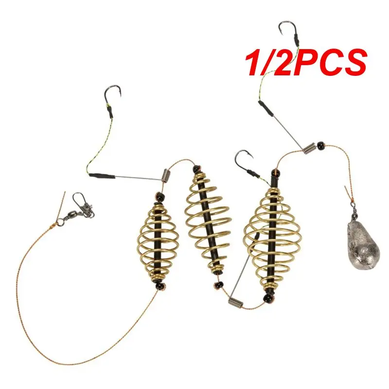 قفص طعوم صيد سمك شبوط الزيتون ، جهاز تغذية مربع متداخل ، قفص زنبرك مضاد للتعليق ، قفص إغراء الصيد ، 1 2