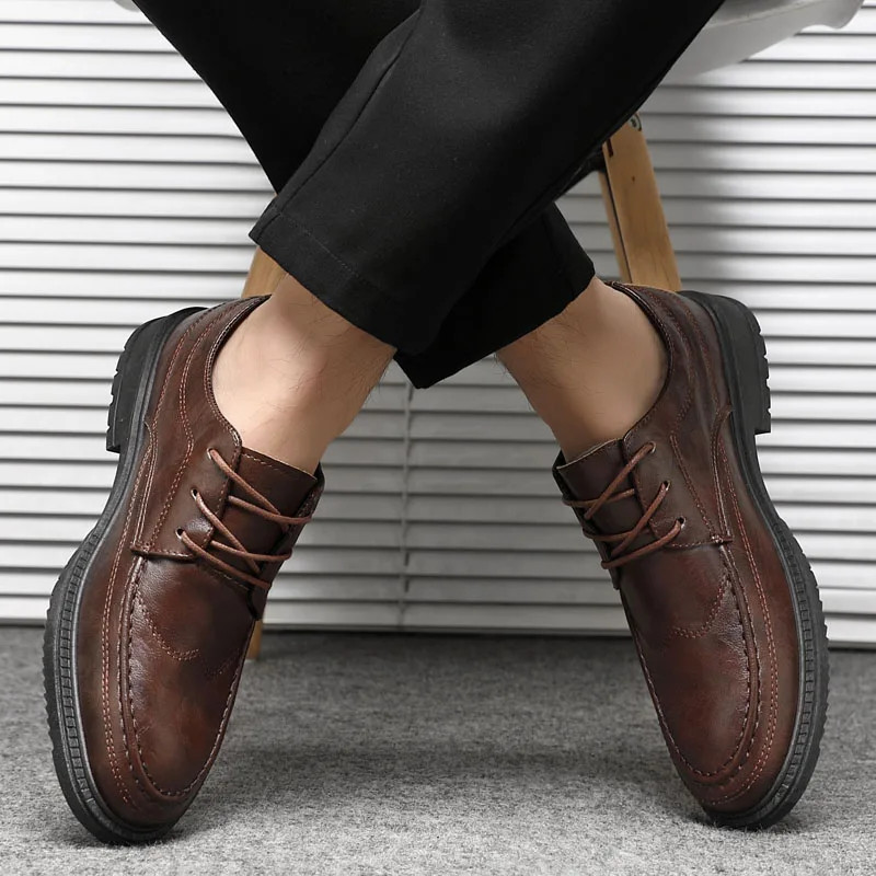 

Мужские повседневные туфли в британском стиле, осень 2025, коричневые, удобные рабочие туфли, стильные многофункциональные ботинки для вождения и работы