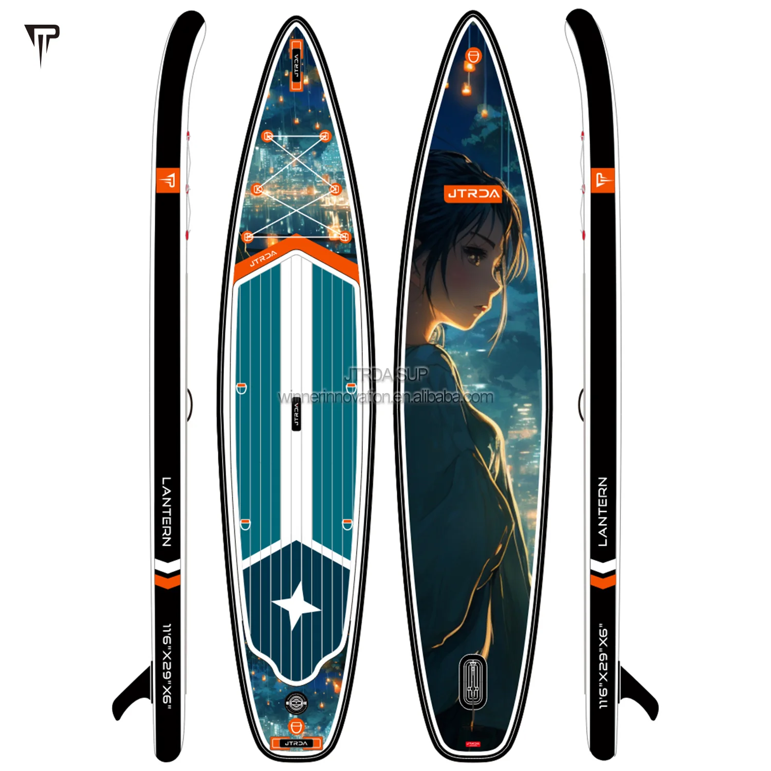 2024 Wholesale 11'6x29x6 China Factory Full Art Print Inflatable SUP Touring Stand UP Paddle Board SUPboard