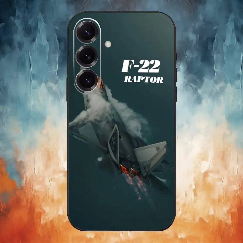 Custodia per telefono F-22 raptor con poster per aereo da caccia per Samsung Galaxy A73, A72, A71, A70, A53, A52, A51, altre morbide coperture nere