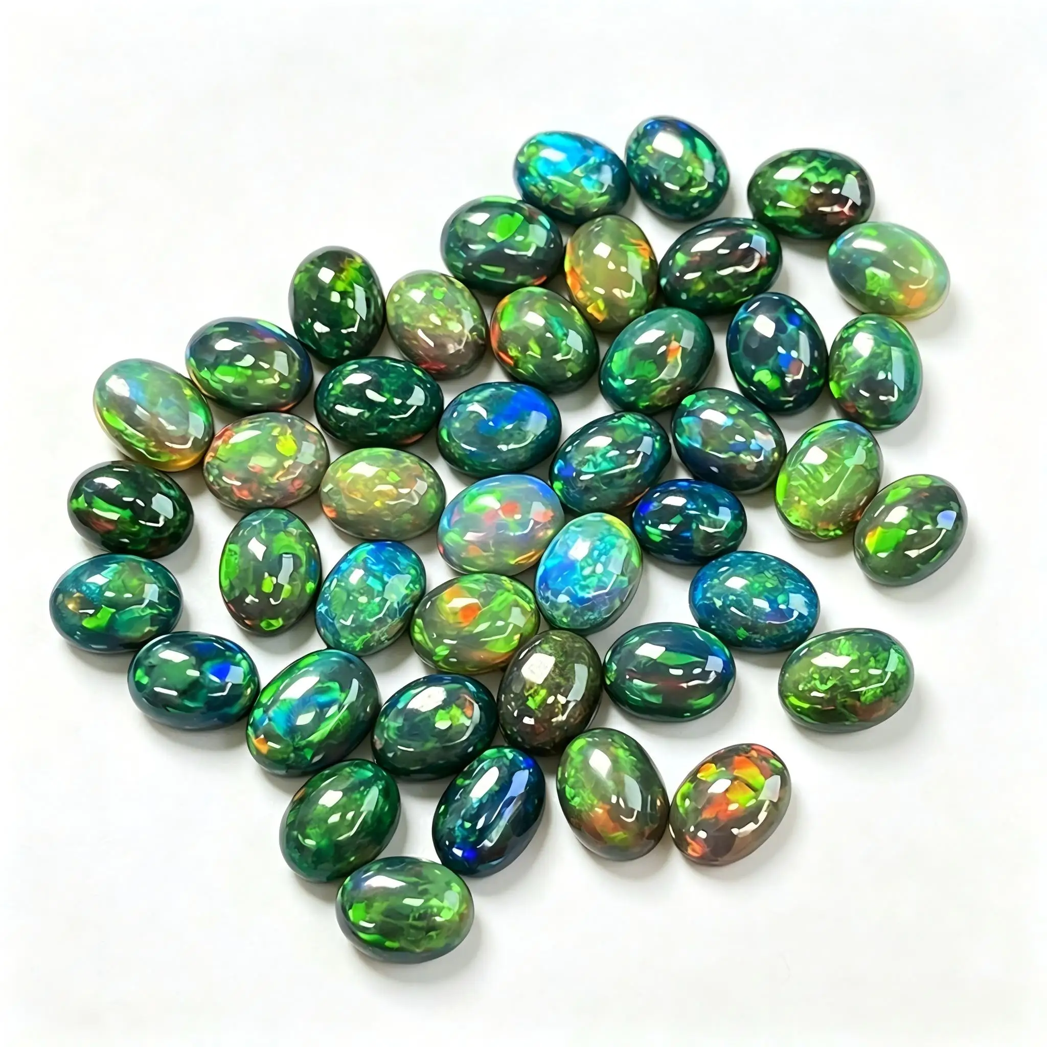 100% Real Natural Black Opal Oval Shape Flat Bottom Gemstone Loose Gems Diy Inlay Material for Jewelry Luxury Stones