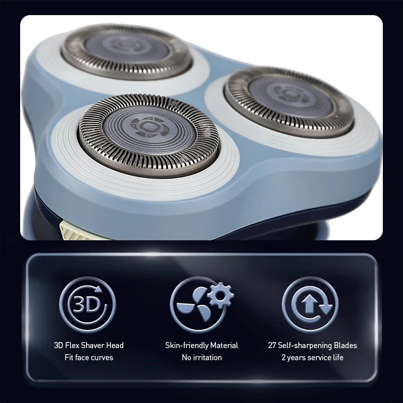 ماكينة حلاقة فيليبس الكهربائية S1886 رؤوس عائمة ثلاثية الأبعاد 27 شفرات من الفولاذ المقاوم للصدأ ذاتية الشحذ شفرات ممتدة شحن سريع #6