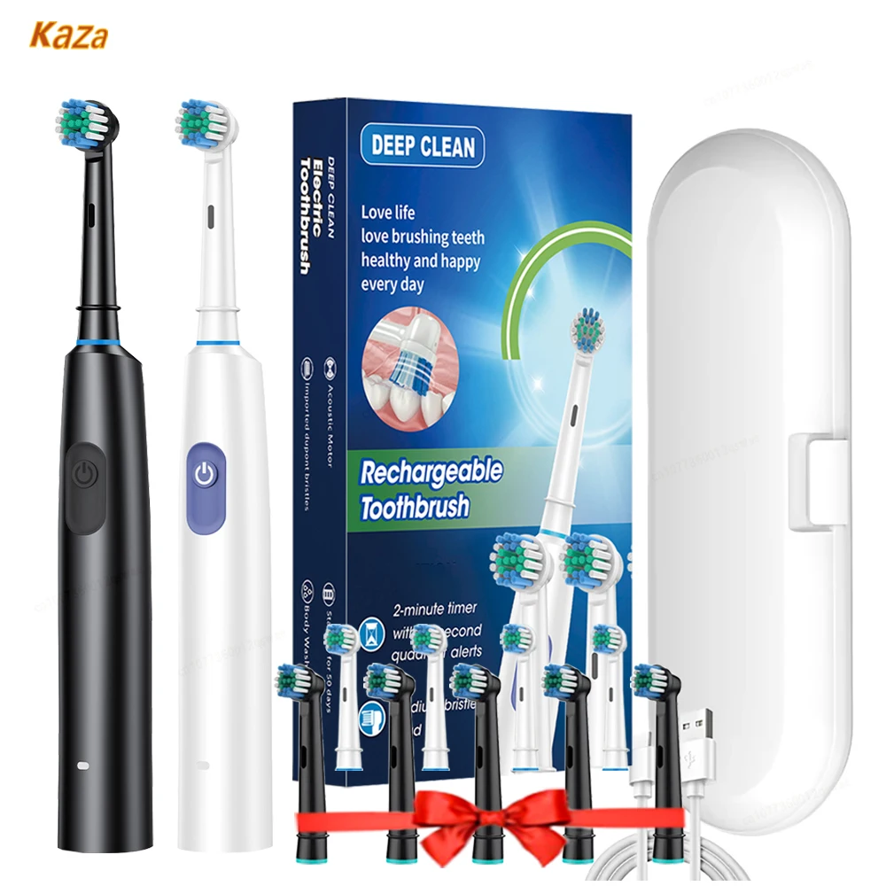 New model: Rotating Round Head Electric Toothbrush, Fully Automatic Sonic Wave Technology, Waterproof, Soft Bristles, Smart Magn