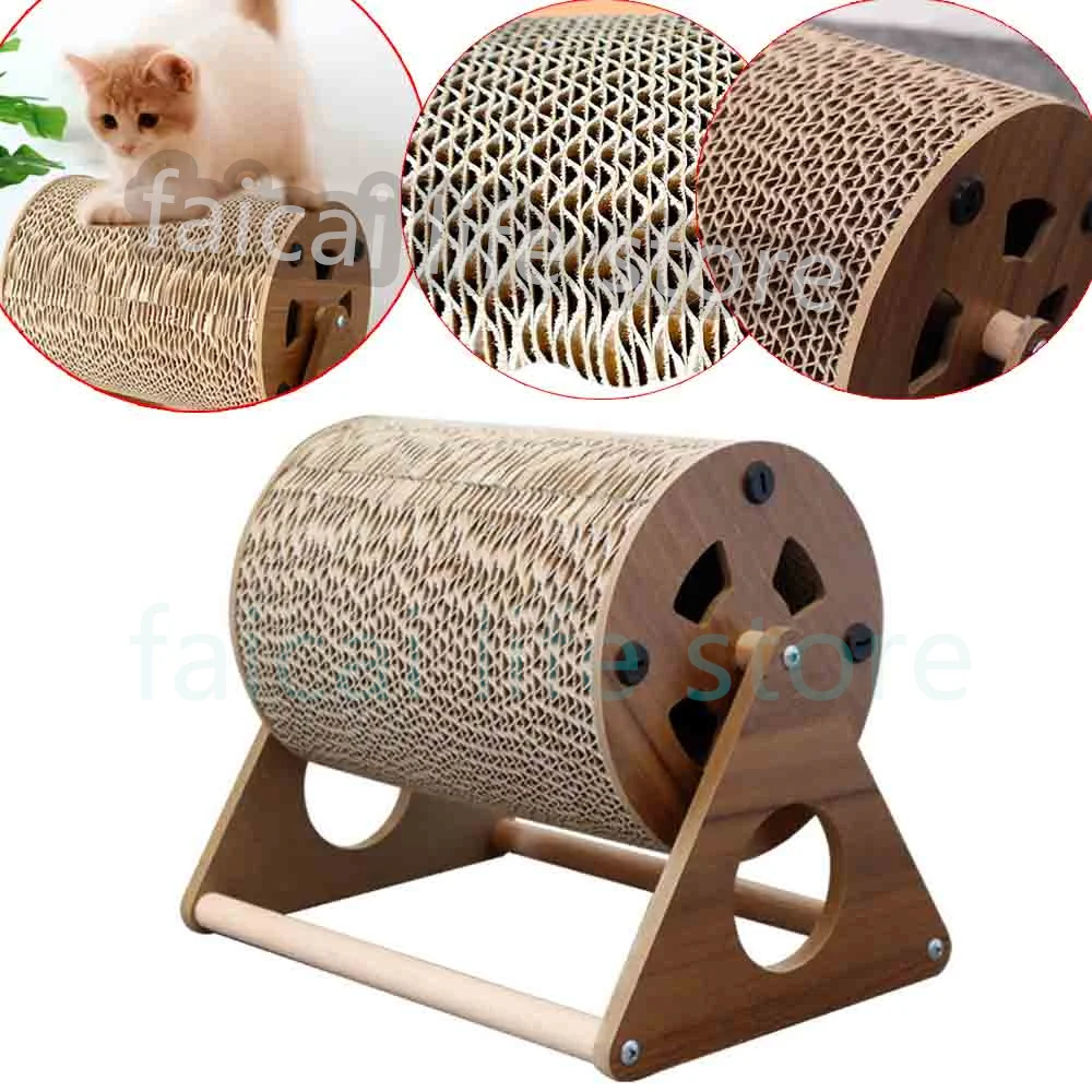 

Cat Scratcher Board Wooden Cat Scratching Board Toys Training Grinding Claw Cats Ferris Wheel No Falling Chips Scratching Board