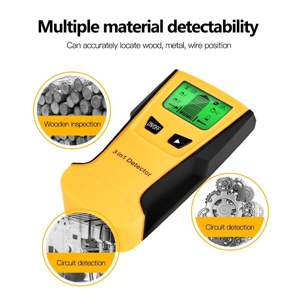 Vastar-AC Tensão Metal Detector, 3 em 1, Metal e Madeira Studs, Live Wire Detect, Scanner de parede, Electric Box Finder