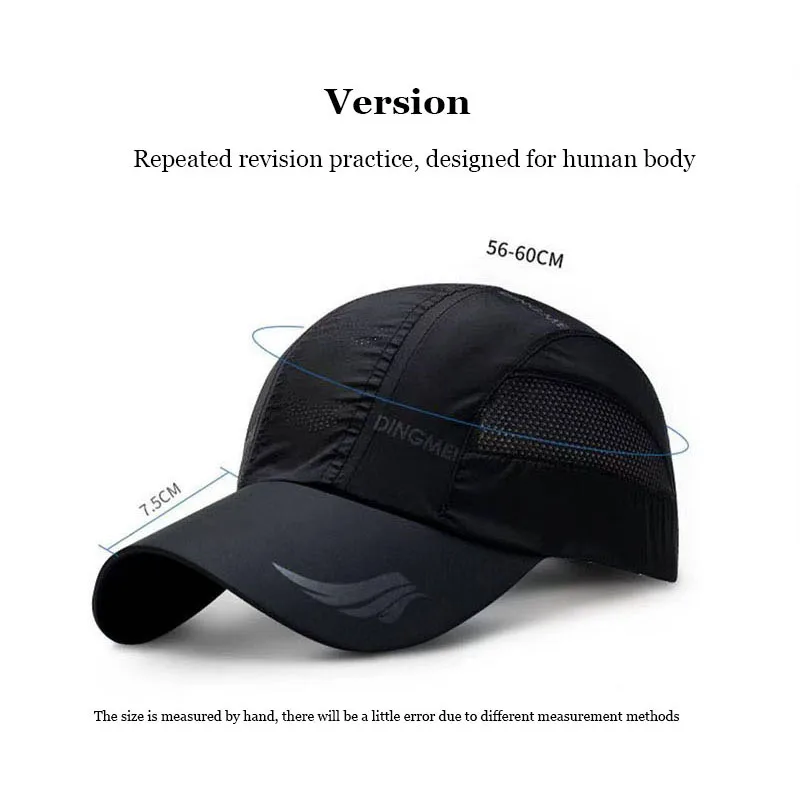 Picture 7: Men Women Outdoor Running Cap Leisure Sport Baseball Cap Quick-dry Waterproof Sunshade Hat Thin Breathable Adjustable Unisex Hat