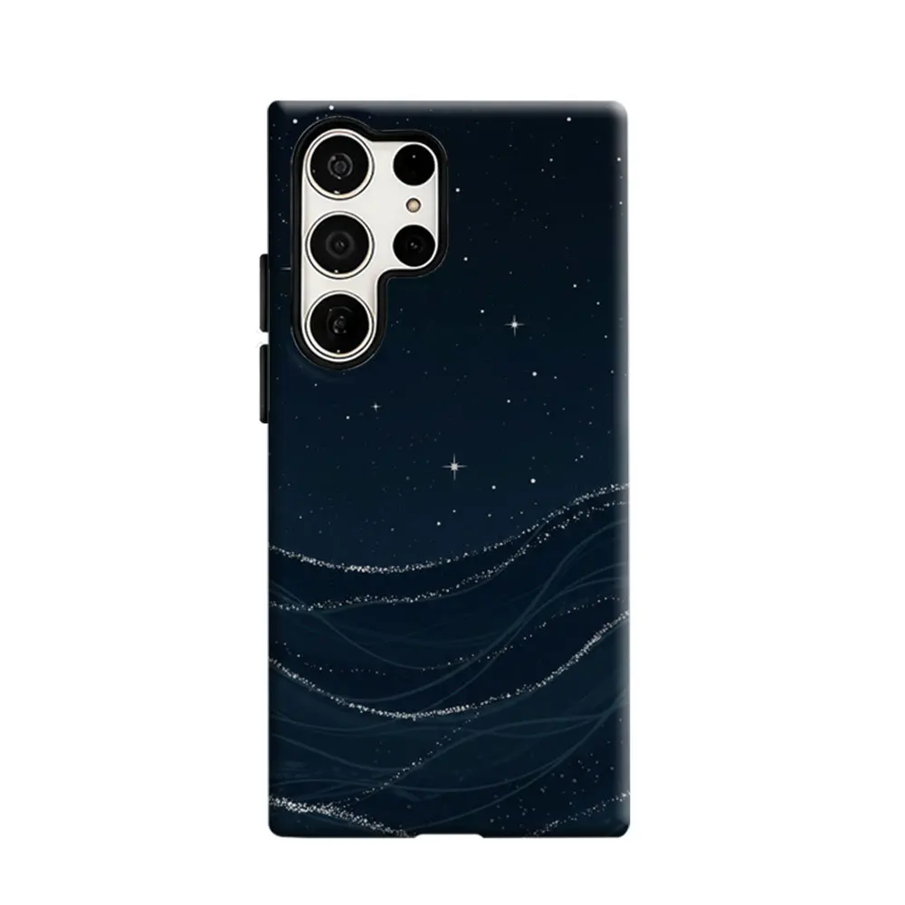 CaseLumi Phone Case For Samsung Galaxy S25 S24 S23 Ultra Plus HD Hard Starry Night Waves Double Layer Cover Film Shell