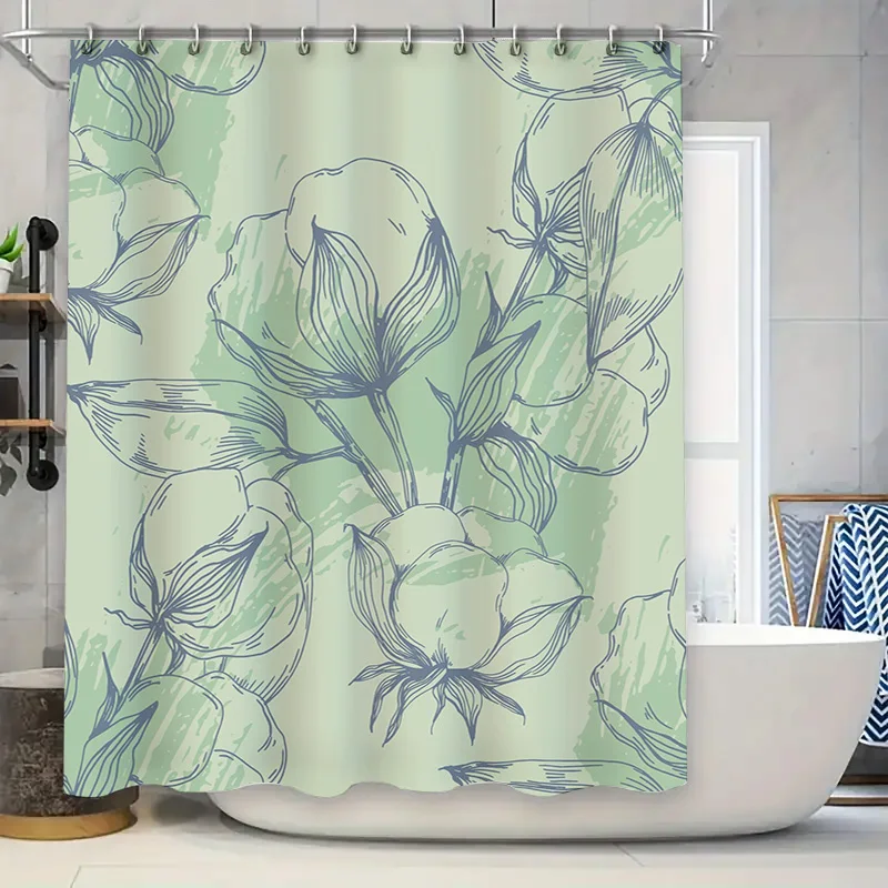 

Современный комплект занавесок для душа в стиле бохо с цветочным принтом для декора ванной комнаты Зеленый Синий Красочный коврик для ванной Стержень Размер 72 x 84 дюймов Элегантный купальник