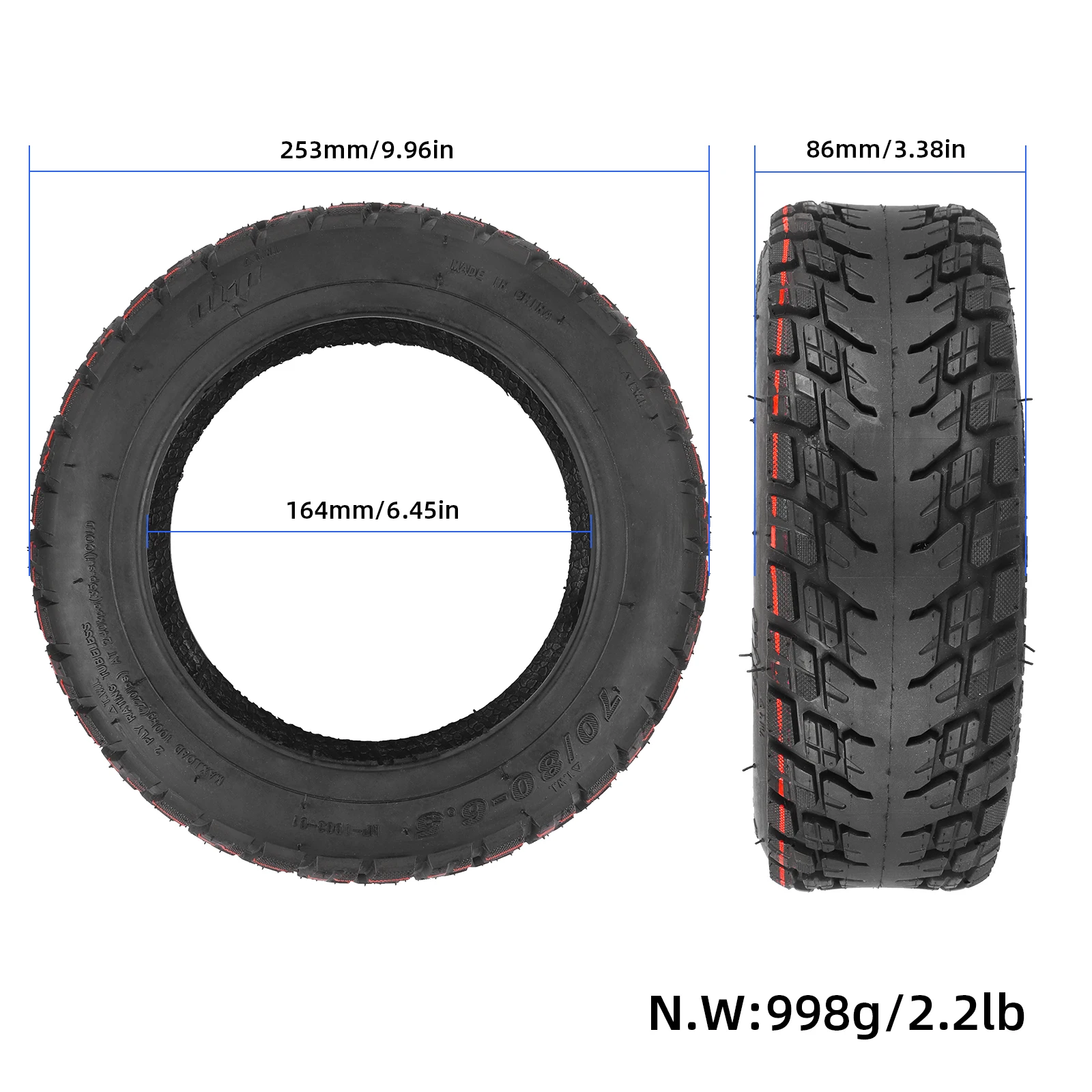 Ulip 70/80-6.5 Thicker More Durable Off road Tire 10 Inch Tubeless Shock Absorbing Pneumatic Tire For Xiaomi 9 Plus Balance Tire