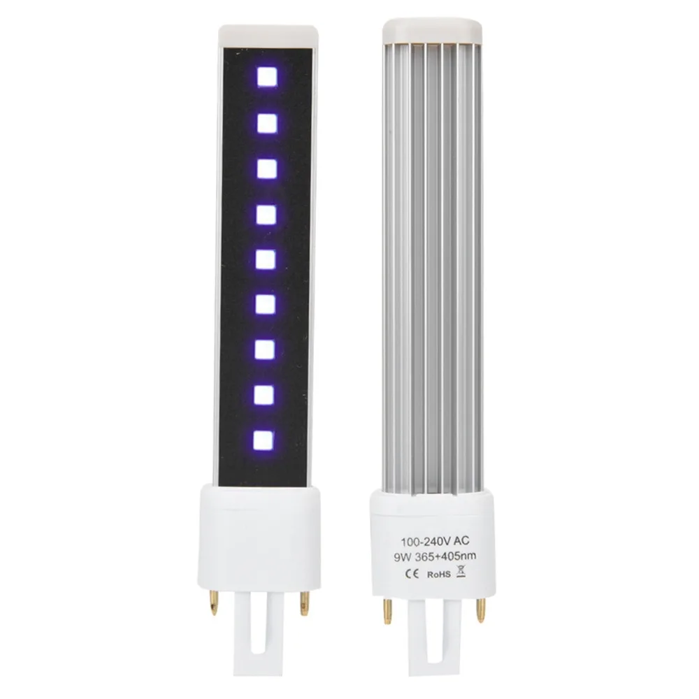 365+405nm Double Light Source Nail Gel Curing Dryer Light Aluminium Alloy Fast Drying Nail UV Light Bulb 9W Power Electric Tubes view 5