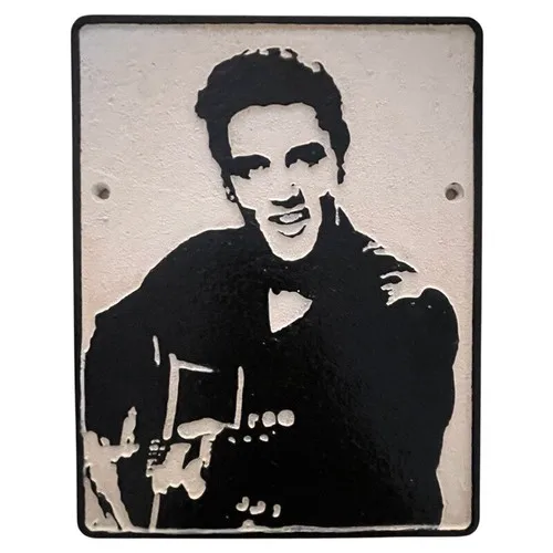 Cast Iron Elvis Guitarist Silhouette Wall Plaque Sign 23 x 18cm --Tin Sign