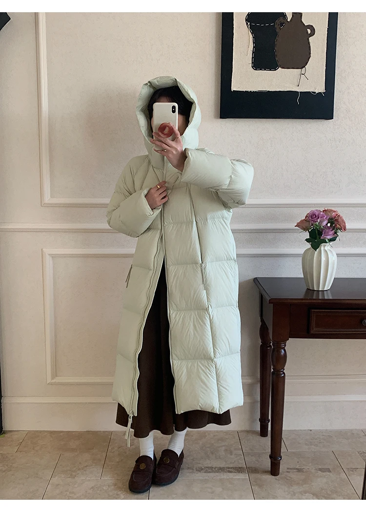 

Winter Down Cotton-padded Jacket for Women Mid-length Style Comfortable Thickened Hooded Knee-length Cotton-padded Jacket Coat