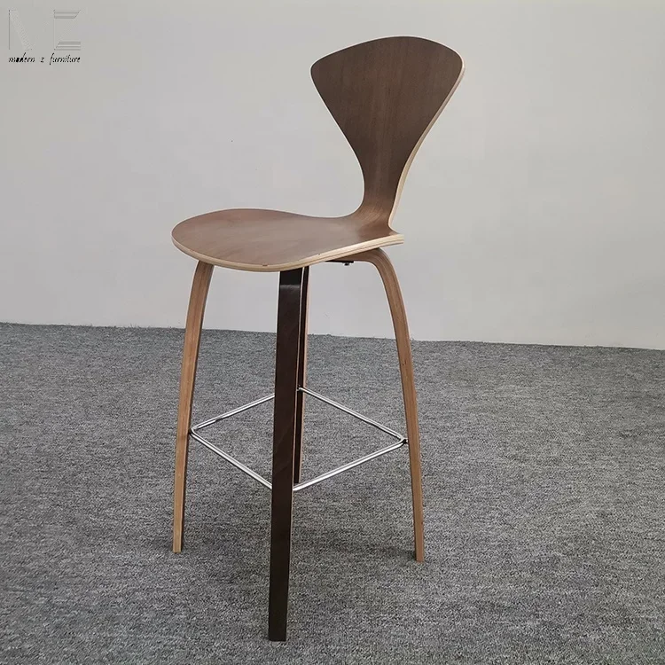 Nordic Modern Silla De Bar Plywood Solid Wooden Barstool Norman Cherner Wood High Chair Wood Counter Bar Stool for Kitchen