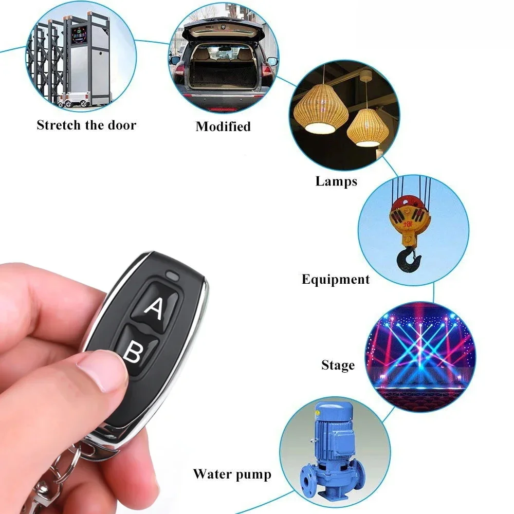 10pcs 433MHZ Remote Control 4 Channel EV1527 Transmitter Momentary Mode Self Locking Switch Relay Interlock Garage Door Keychain