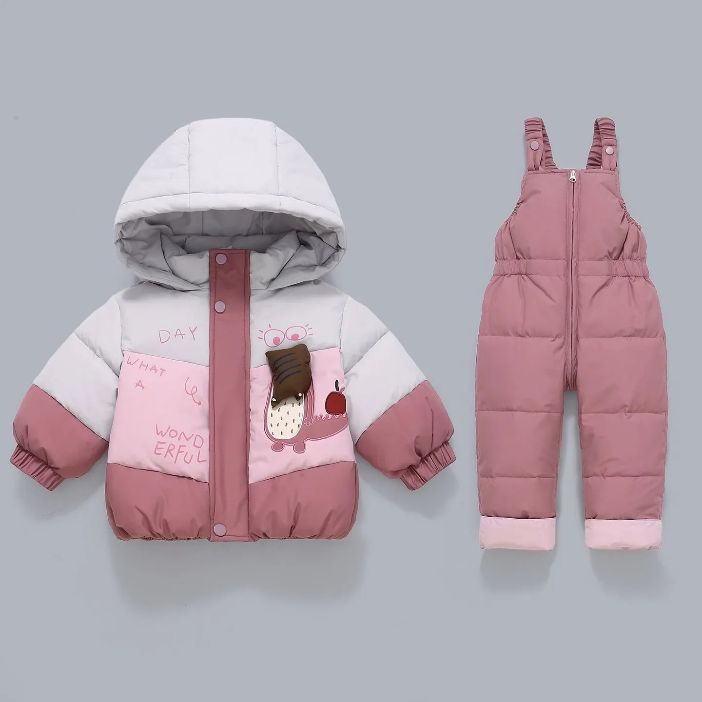 olekid-giacca-invernale-imbottita-per-bambina-completo-2-pezzi-1-4-anni-cappotto-con-cappuccio-e-inserti-in-piumino-d'anatra-pantaloni-con-lacci-completo-per-neonata