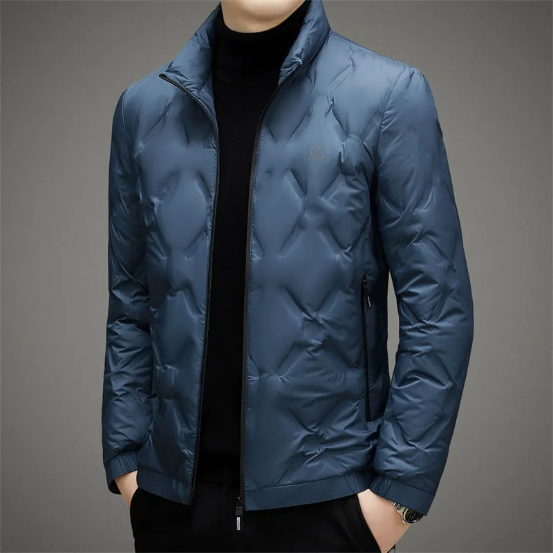 Winter Men's Light and Thin Standing Collar Down Jacket Fashion and Minimalist for Middle-aged and Young People