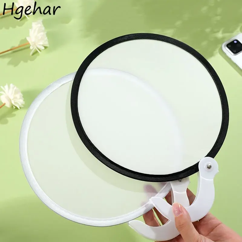 Hand Fans Simple Summer Mini Handheld Fan Round Decoration Crafts Dance DIY Painting Decorative  All-match Chic Foldable Chic