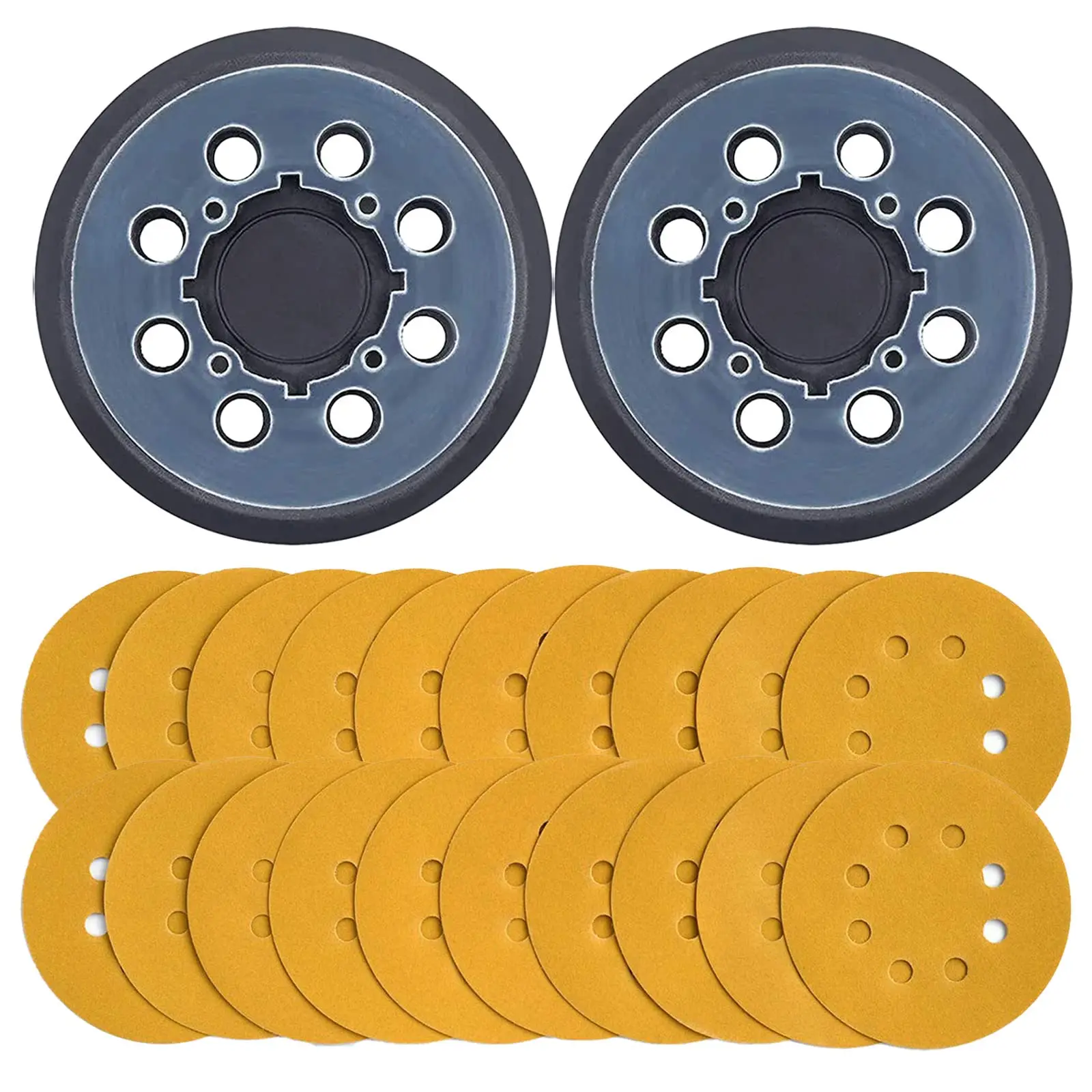 Kit di carta vetrata da 22 pezzi con tampone per levigatrice da 2 pezzi per tampone abrasivo di ricambio per gancio e anello da 5 pollici a 8 fori, compatibile 20 pezzi 220 grana 5 pollici