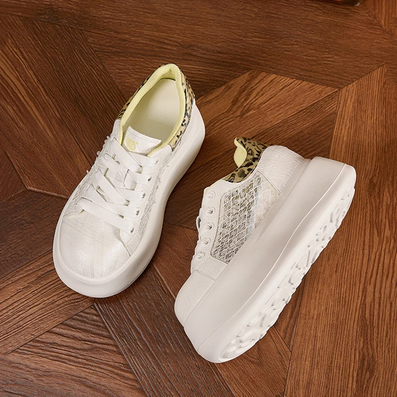 Thick-soled White Shoes for Women Summer New Sneakers Hollow Mesh Breathable Shoes Versatile Inner Height Increasing Women Shoes view 5
