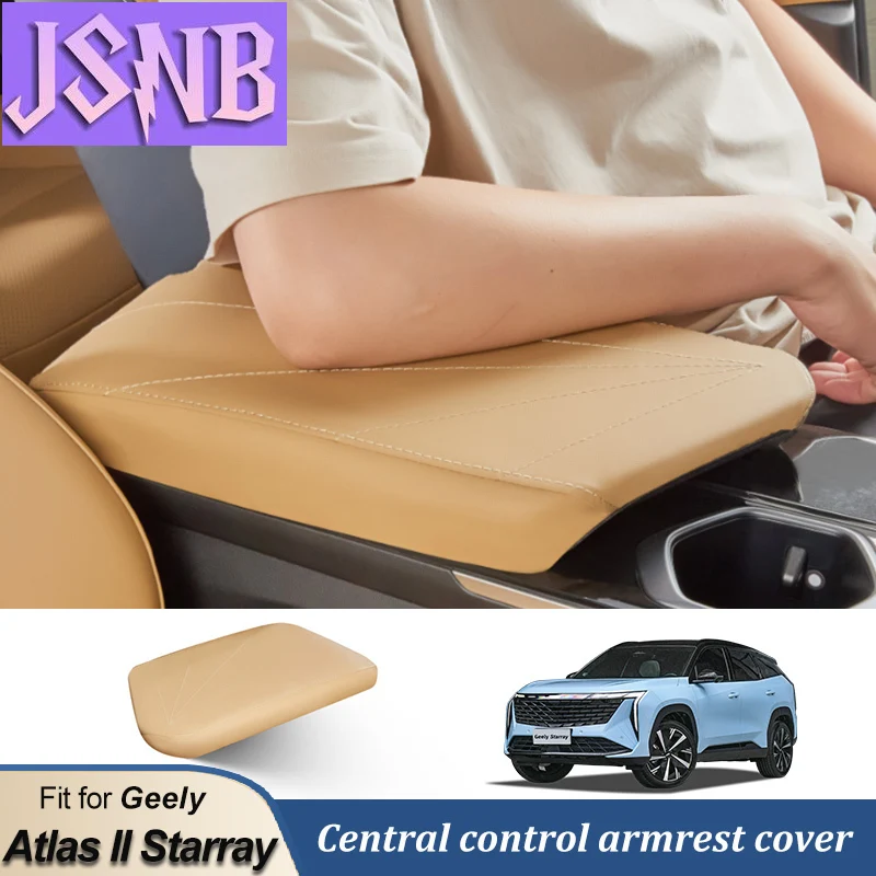 New LINNUNU For GEELY Atlas II Starray BoyueL Leather Car Central Control Armrest Box Organizer Surface Cover protective accesso