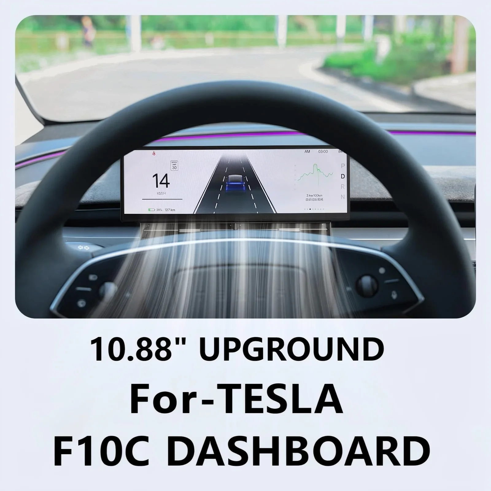 

for Tesla Models OAT Upgraded 10.88" F10C Wireless CarPlay Heads-Up Dashboard Display Multi-Function BSD Instrument Cluster