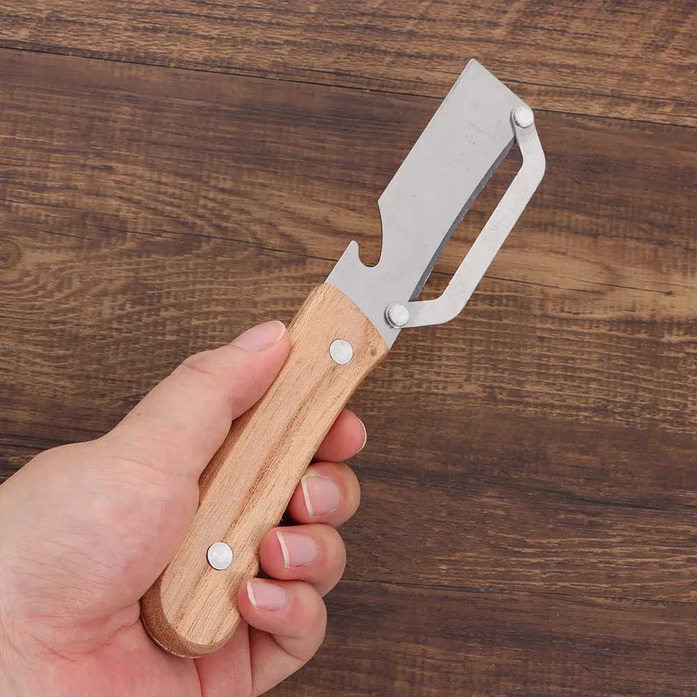 Multi-Functional Vegetable Peeler with Wooden Handle and Bottle Opener Stainless Steel Kitchen Peeler Peeling Tool