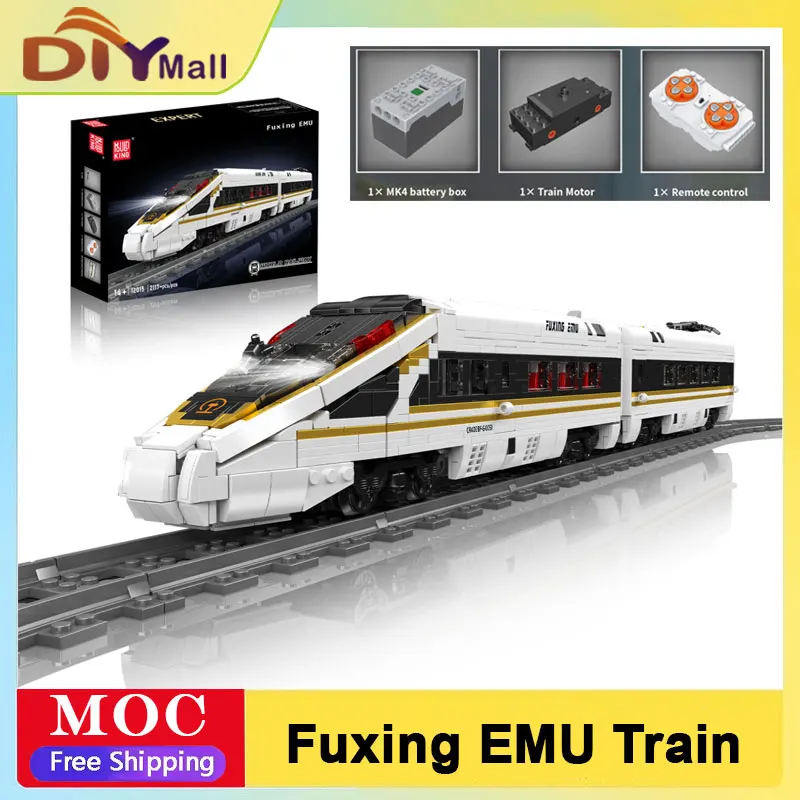 

MOLD KING 12015 Fuxing EMU Набор для строительства поезда 2000 + шт. RC Модель электрической железной дороги с дистанционным управлением STEM Подарок для взрослых и детей