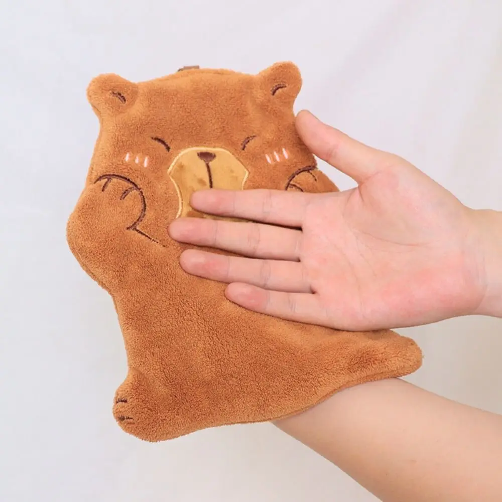 Coral Velvet Capybara Hand Towel Capybara Wall-mounted Toilet Handkerchief Cartoon Strong Water Absorption Cleaning Rag