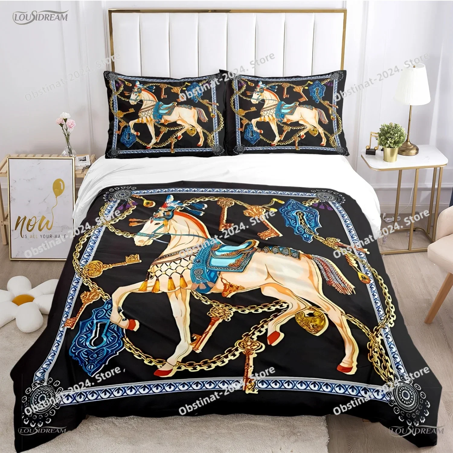 

Fashin Ethnic Frame Horse All Season Duvet Cover Comforter Bedding set Soft Quilt Cover and Pillowcases SingleDoubleQueenKing